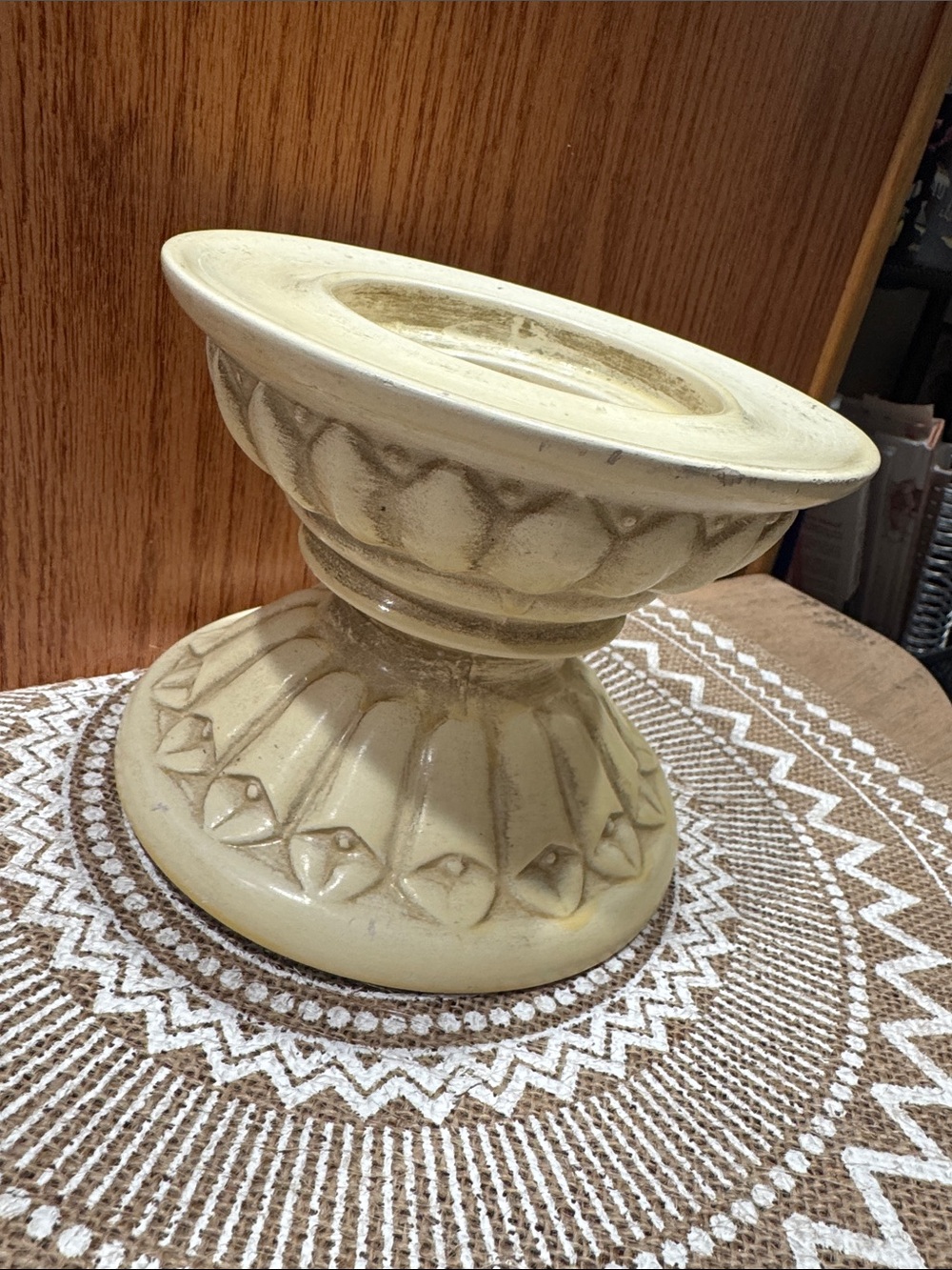 Mid Century VTG Decorative Ceramic Pedestal Greek Style Pillar Candle Holder